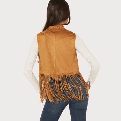 Wrangler X Lainey Wilson Women's Festival Fringe Faux Suede Vest image 3