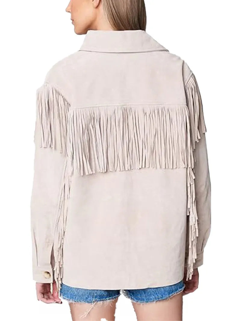 Womens Real Suede Fringe Jacket image 1