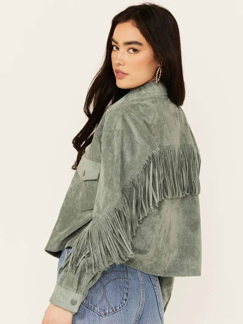 Women's Genuine Suede Leather Fringe Jacket image 1