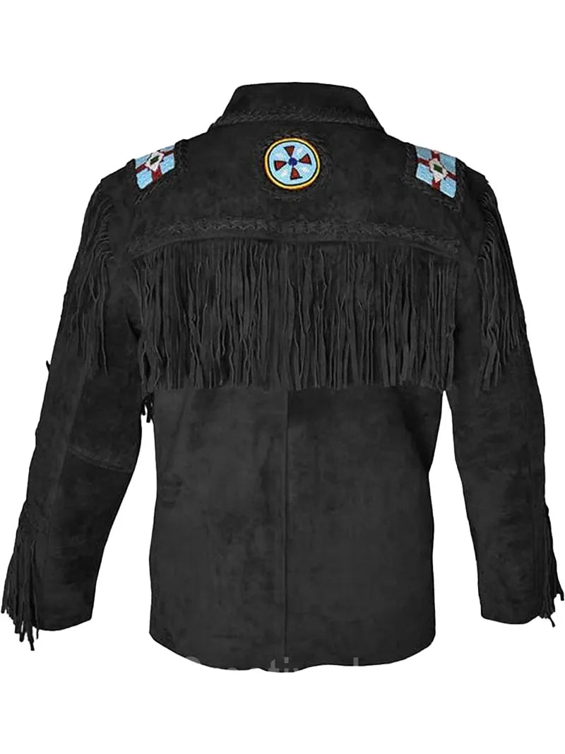 Cowboy Western Leather Jacket With Fringe image 1