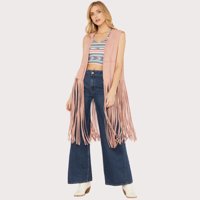 Fornia Women's Fringe Faux Suede Vest image 0