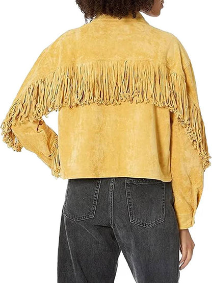 Women Luxury Clothing Suede Leather Fringe Jacket image 1