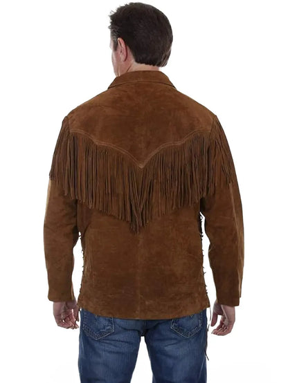 Mens Fringed Suede Leather Jacket image 1