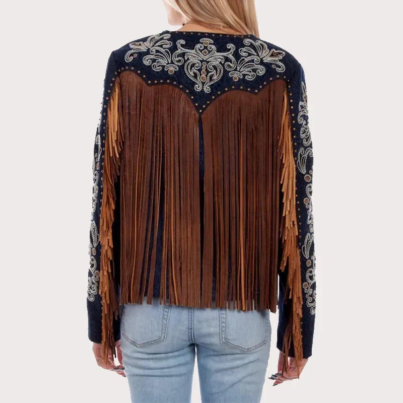 Scully Women's Embroidered Studded Fringe Jacket image 1