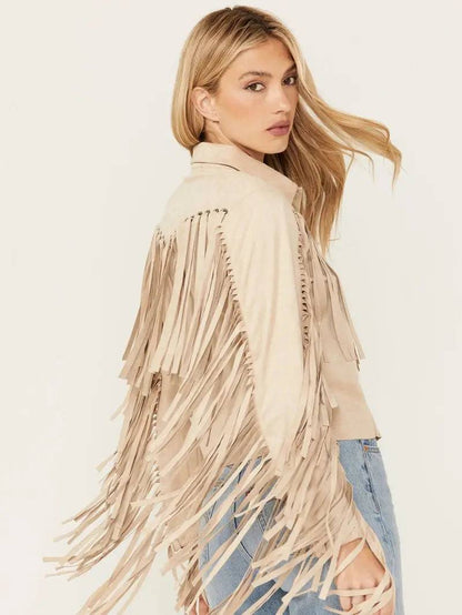 Blue B Women's Grommet Faux Suede Fringe Jacket image 1