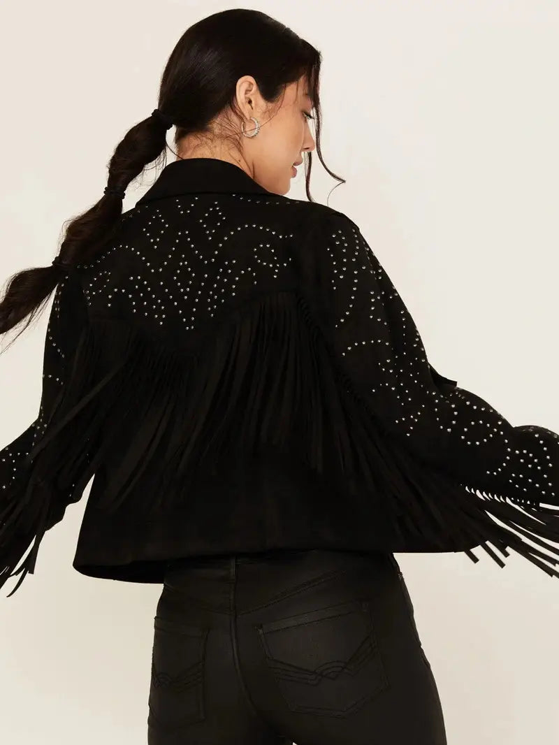 Women's Blair Fringe and Studded Suede Snap Jacket image 1