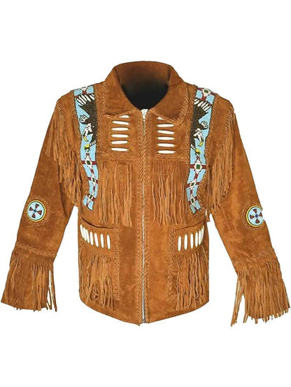 Cowboy Western Leather Jacket With Fringe image 4