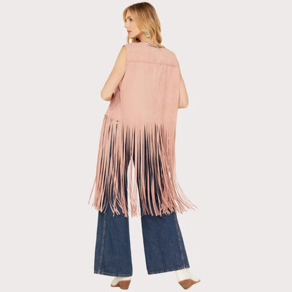 Fornia Women's Fringe Faux Suede Vest image 3