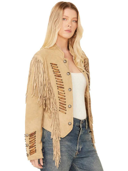 Womens Beaded And Lace Fringe Jacket image 2