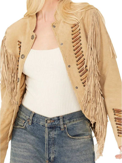 Womens Beaded And Lace Fringe Jacket image 3