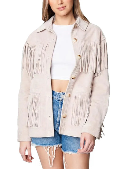 Womens Real Suede Fringe Jacket image 0