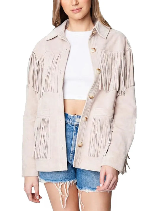Womens Real Suede Fringe Jacket image 0