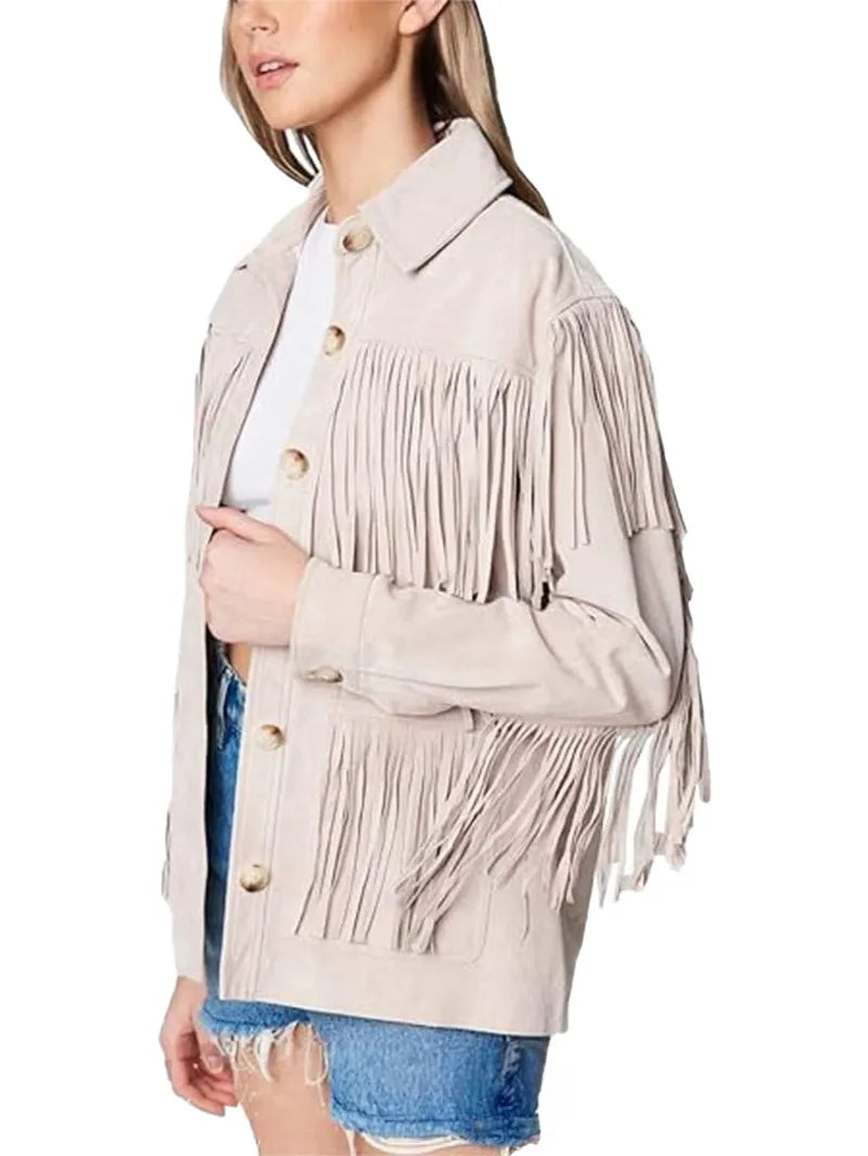 Womens Real Suede Fringe Jacket image 2