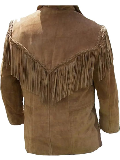 Men Western Fringed Suede Coat image 1