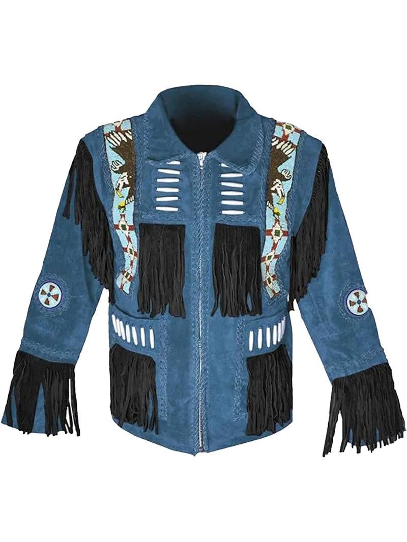 Men Western Fringe Leather Jacket image 2