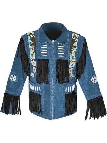 Men Western Fringe Leather Jacket image 2