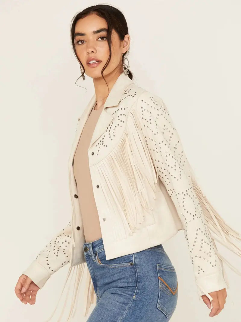 Women's Blair Fringe and Studded Suede Snap Jacket image 0