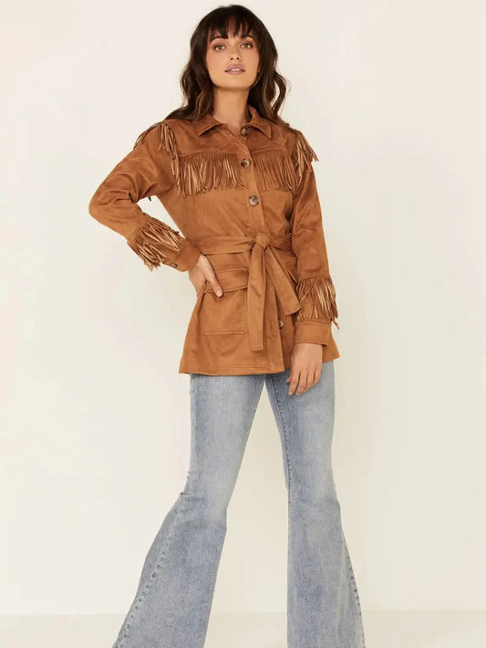 Women's Tan We Are Free Fringe Jacket image 0