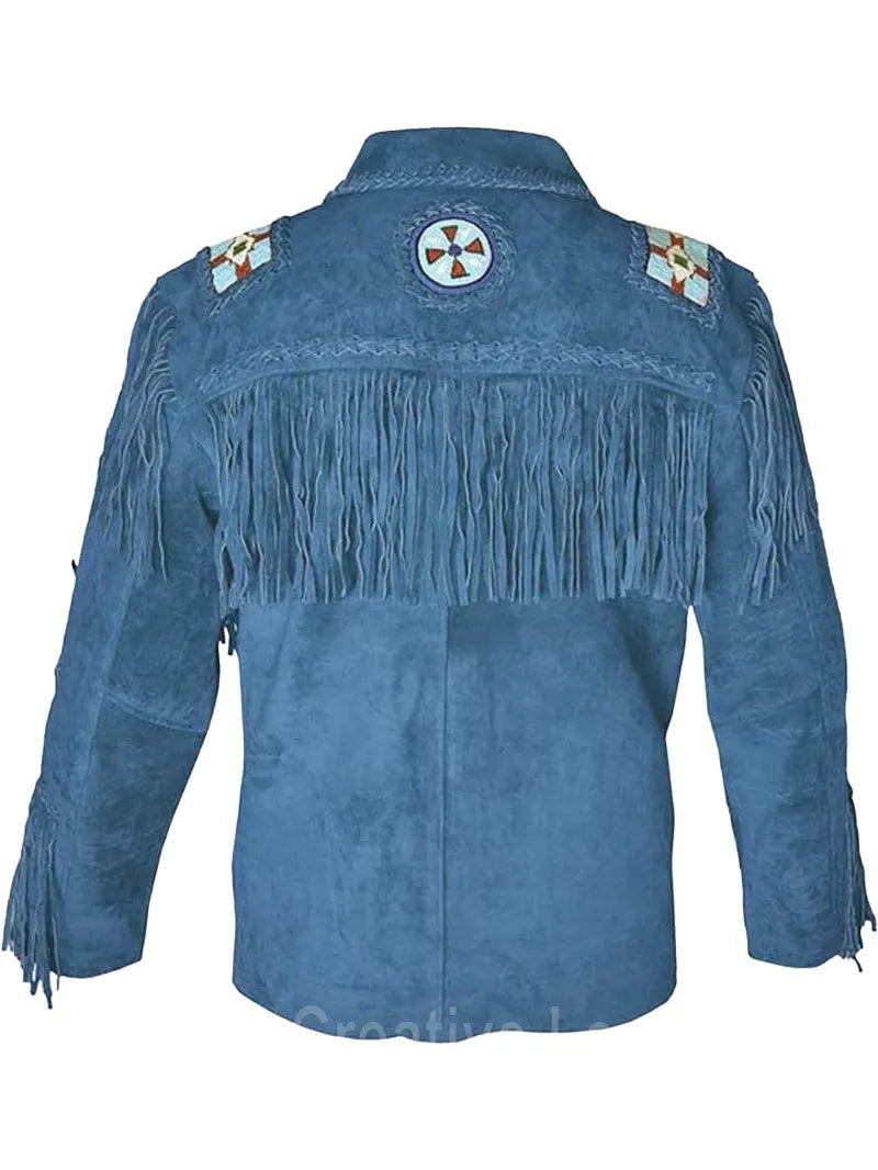 Cowboy Western Leather Jacket With Fringe image 3