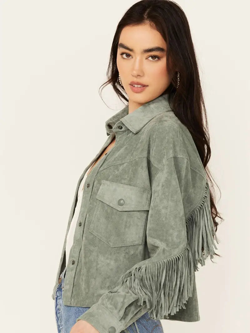Women's Genuine Suede Leather Fringe Jacket image 3