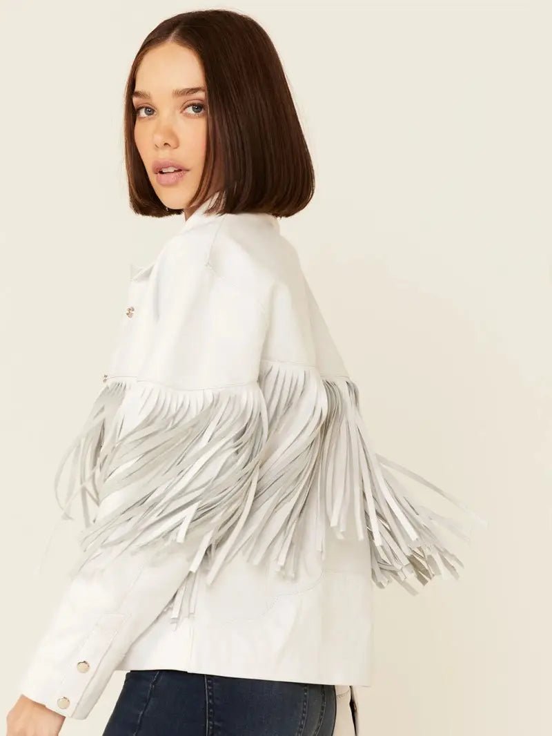 Understated Leather Women's Howling Moon Fringe Leather Jacket image 3