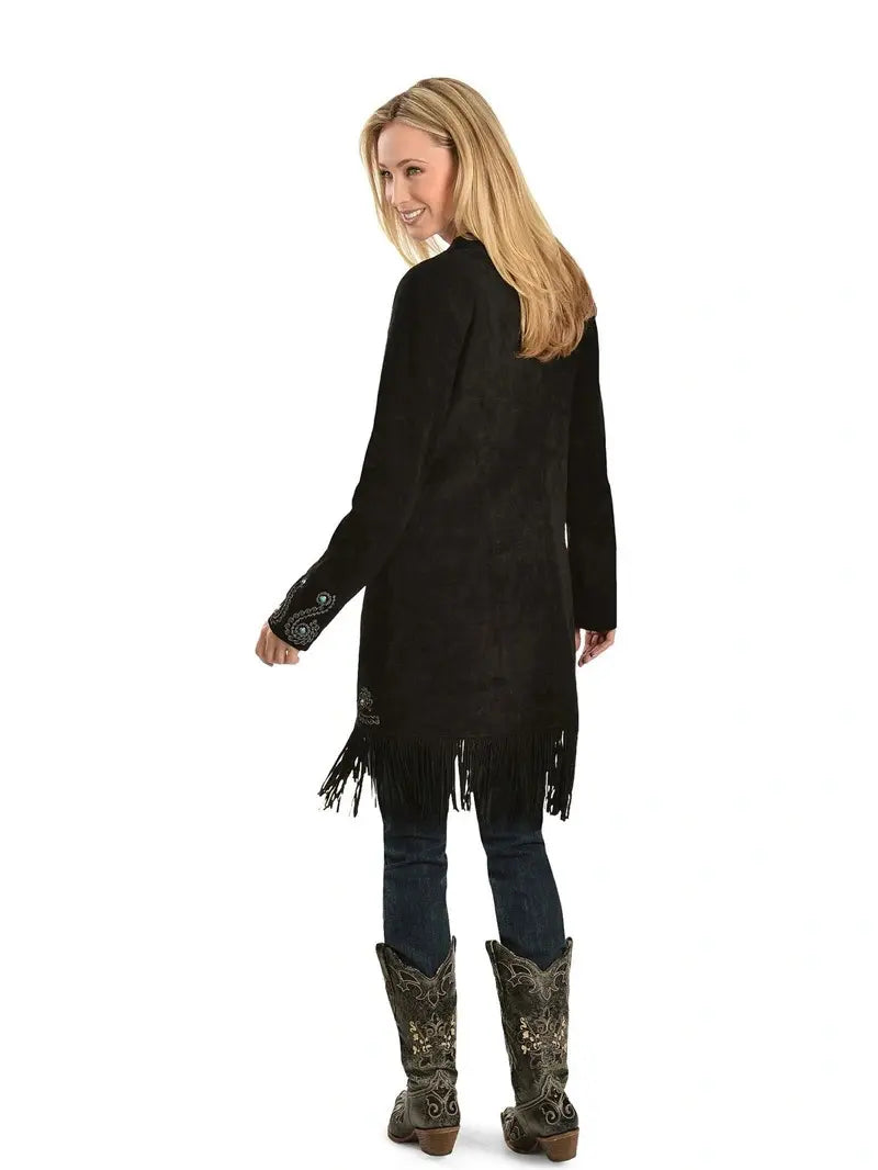 Scully Women's Embroidered Fringe Long Suede Leather Jacket image 1