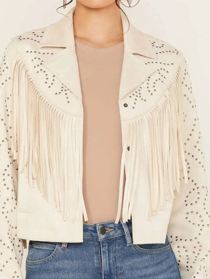Women's Blair Fringe and Studded Suede Snap Jacket image 2