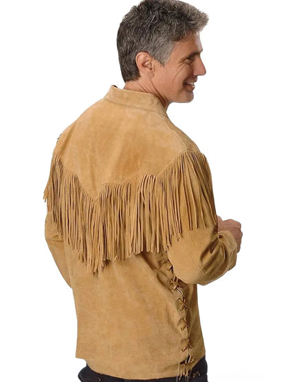 Fringed Suede Leather Long Sleeve Western Jacket image 1