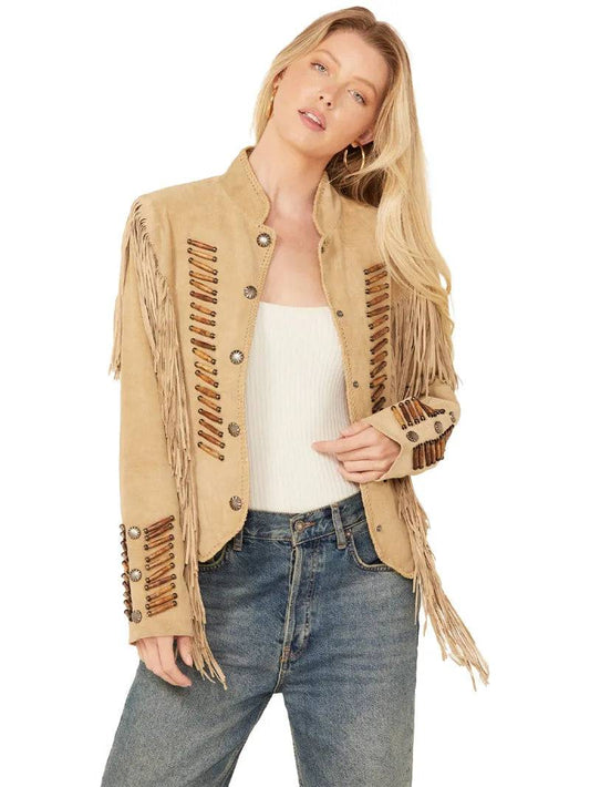 Womens Beaded And Lace Fringe Jacket image 0