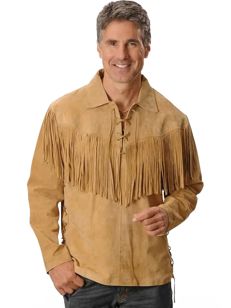 Fringed Suede Leather Long Sleeve Western Jacket image 0