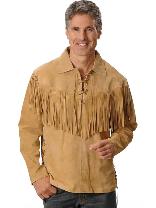 Fringed Suede Leather Long Sleeve Western Jacket image 0